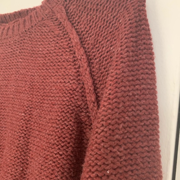 Burgundy Distressed Oversized Knit Sweater - Picture 10 of 11